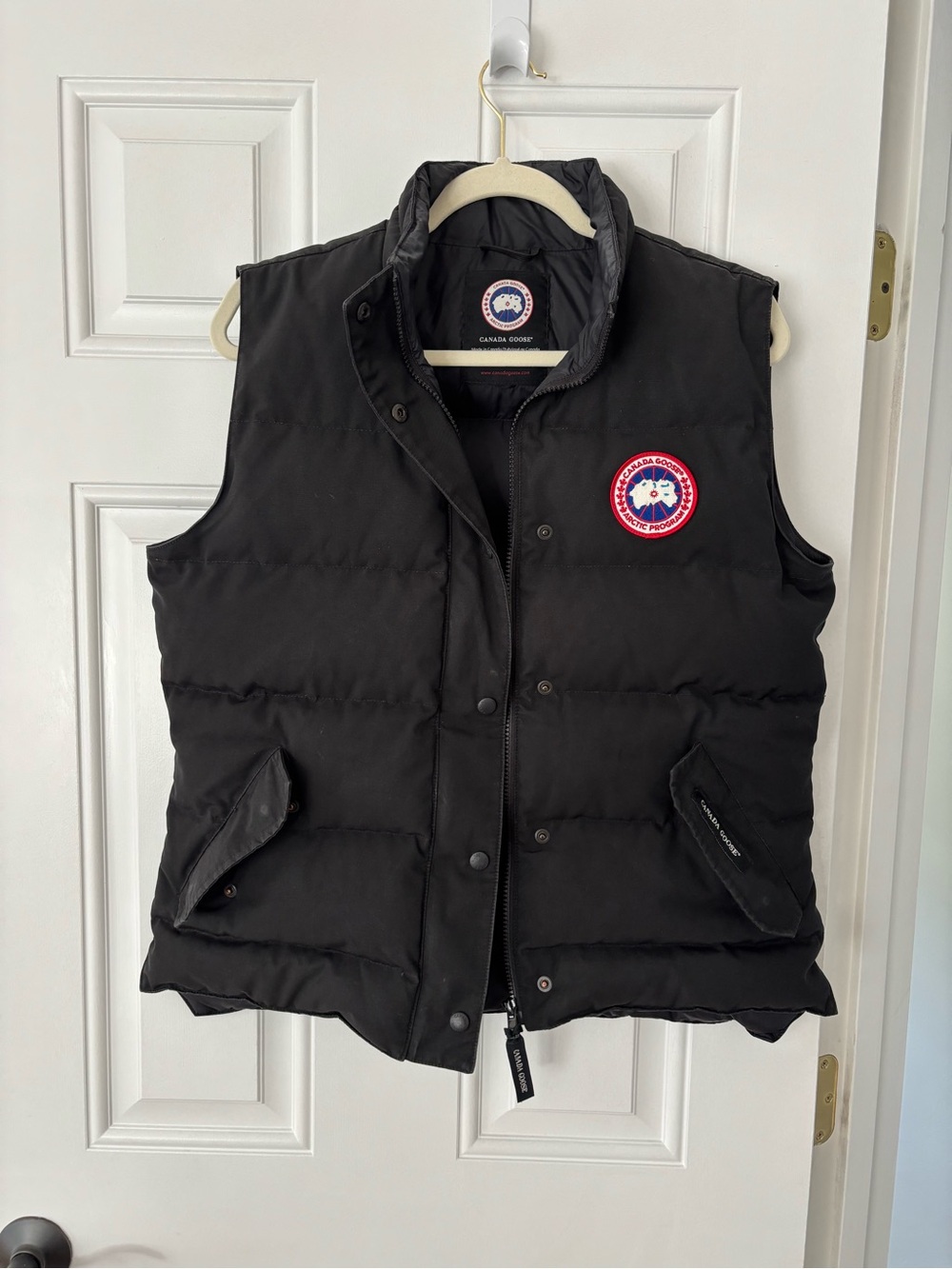 Canada Goose Black Quilted Down Vest with Logo Patch - Women's